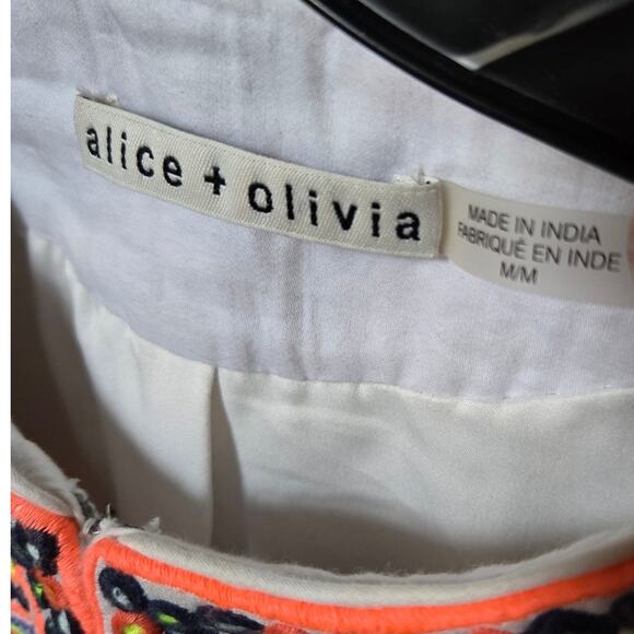 Alice + Olivia Kidman Embroidered Embellished Tweed Box Jacket Size Medium - Picture 4 of 8